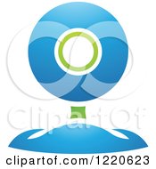 Clipart Of A Green And Blue Web Cam Royalty Free Vector Illustration
