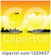 Poster, Art Print Of Silhouetted Airplane Over Istanbul Turkey At Sunset