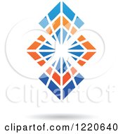 Clipart Of A Floating Blue And Orange Abstract Icon 3 Royalty Free Vector Illustration