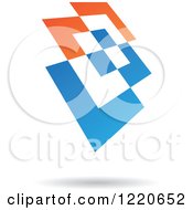 Clipart Of A Floating Blue And Orange Abstract Icon 2 Royalty Free Vector Illustration