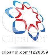 Clipart Of A Floating Red And Blue Windmill Icon 2 Royalty Free Vector Illustration