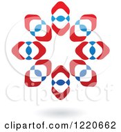 Clipart Of A Floating Red And Blue Windmill Icon Royalty Free Vector Illustration