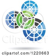 Poster, Art Print Of Floating Green Black And Blue Gears Icon