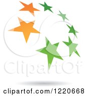 Poster, Art Print Of Floating Green And Orange Star Circle Icon