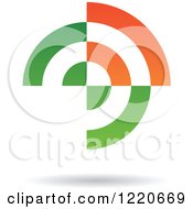 Poster, Art Print Of Floating Abstract Green And Orange Icon