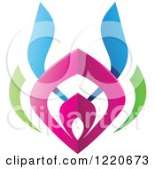 Clipart Of A Colorful Abstract Tribal Shield Icon 5 Royalty Free Vector Illustration by cidepix
