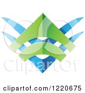 Poster, Art Print Of Blue And Green Abstract Tribal Shield Icon