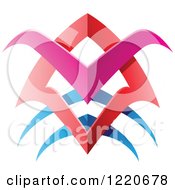 Clipart Of A Colorful Abstract Tribal Shield Icon Royalty Free Vector Illustration
