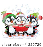 Trio Of Cute Penguins Singing Christmas Carols