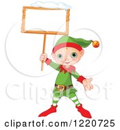 Poster, Art Print Of Cute Christmas Elf Holding Up A Snowy Sign