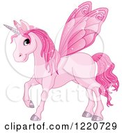 Poster, Art Print Of Magical Pink Fairy Unicorn Horse With Wings