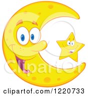 Poster, Art Print Of Happy Crescent Moon And Star Mascot
