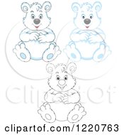 Poster, Art Print Of Outlined And Colored Sitting Chubby Polar Bears