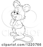 Poster, Art Print Of Outlined Cute Mouse Facing Left