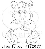 Poster, Art Print Of Outlined Sitting Chubby Bear