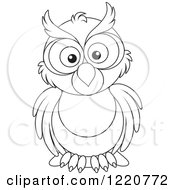 Clipart Of An Outlined Owl Royalty Free Vector Illustration