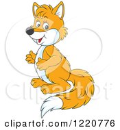 Clipart Of A Cute Fox Standing Upright And Facing Left Royalty Free Vector Illustration