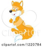Clipart Of A Cute Fox Facing Left Royalty Free Vector Illustration by Alex Bannykh