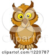 Poster, Art Print Of Brown Owl With Big Yellow Eyes