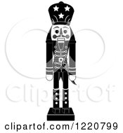 Clipart Of A Grayscale Wooden Christmas Nutcracker Royalty Free Vector Illustration