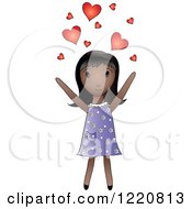 Cute Black Girl Tossing Hearts Into The Air