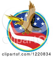 Clipart Of An Eagle In A Circle Of An American Flag Royalty Free Vector Illustration