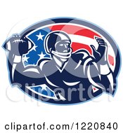 Poster, Art Print Of Gridiron American Football Quarterback Player Throwing Over A Flag Oval