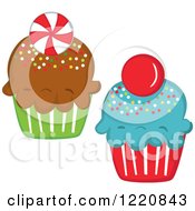 Clipart Of Christmas Cupcakes Royalty Free Vector Illustration