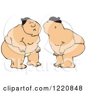 Clipart Of Sumo Wrestlers Facing Each Other Royalty Free Vector Illustration