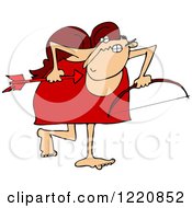 Clipart Of A Sneaky Cupid Looking Back Over His Shoulder Royalty Free Vector Illustration