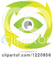 Poster, Art Print Of Green Eye In A Circle Of Arrows With A Water Droplet