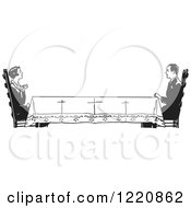 Poster, Art Print Of Black And White Retro Housewife Across A Long Table From Her Husband