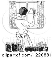 Black And White Retro Housewife Canning Foods
