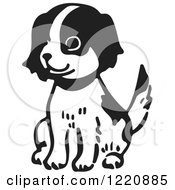 Poster, Art Print Of Happy Sitting Puppy In Black And White