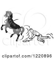 Clipart Of A Black And White Cowboy Being Bucked Off A Horse Royalty Free Vector Illustration