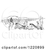 Poster, Art Print Of Black And White Cowboys And Cattle