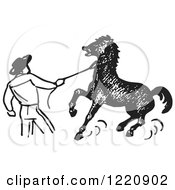 Poster, Art Print Of Black And White Cowboy Training A Horse