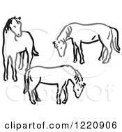 Clipart Of Three Horses Royalty Free Vector Illustration