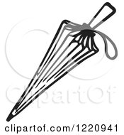 Clipart Of A Black And White Closed Umbrella Royalty Free Vector Illustration