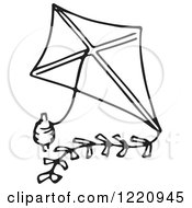 Clipart Of A Black And White Kite And String Royalty Free Vector Illustration