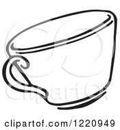 Clipart Of A Black And White Tea Cup Royalty Free Vector Illustration