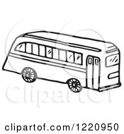 Clipart Of A Black And White School Bus Royalty Free Vector Illustration