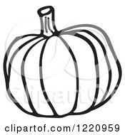 Clipart Of A Black And White Pumpkin Royalty Free Vector Illustration