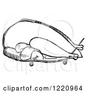 Clipart Of A Black And White Turkey Trussed For Roasting Royalty Free Vector Illustration