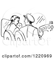 Clipart Of Black And White Pilots In A Plane Royalty Free Vector Illustration