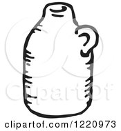Clipart Of A Black And White Jug Royalty Free Vector Illustration