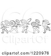 Poster, Art Print Of Black And White Chef Cherubs Marching With Kitchen Items
