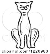 Poster, Art Print Of Black And White Sitting Pleased Cat