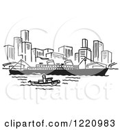 Poster, Art Print Of Black And White Ship Near A City
