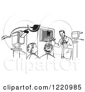 Clipart Of A Black And White Puppet Man And Boys In A Theater Royalty Free Vector Illustration by Picsburg